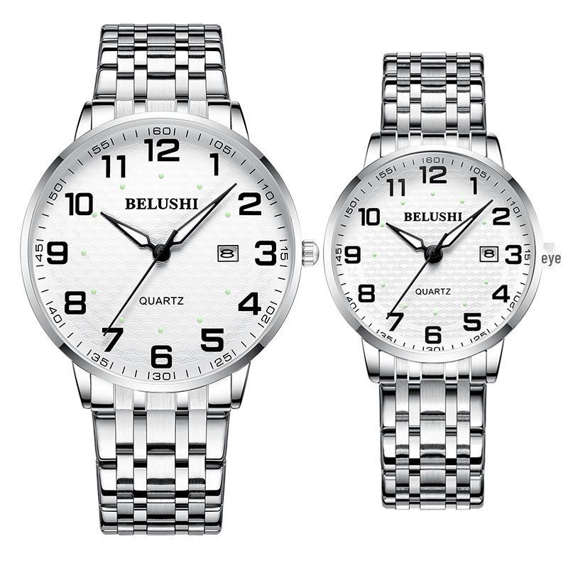 Selected Beroz Luminous Quartz Watches for Couples - Waterproof, Large Numbers, Suitable for Middle-Aged and Elderly Men