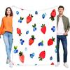 Süße Erdbeer- und Blaubeer-Decke Weiche Gemütliche Überwurfdecke für Bett und Sofa, Perfektes Geschenk für Kinder und Erwachsene, Leichte Florale Des