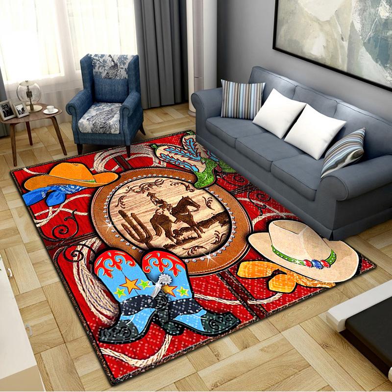 Western Carpet Rug for Living Room Bedroom Home Sofa Decoration,Kids Play Non-slip Floor Mat