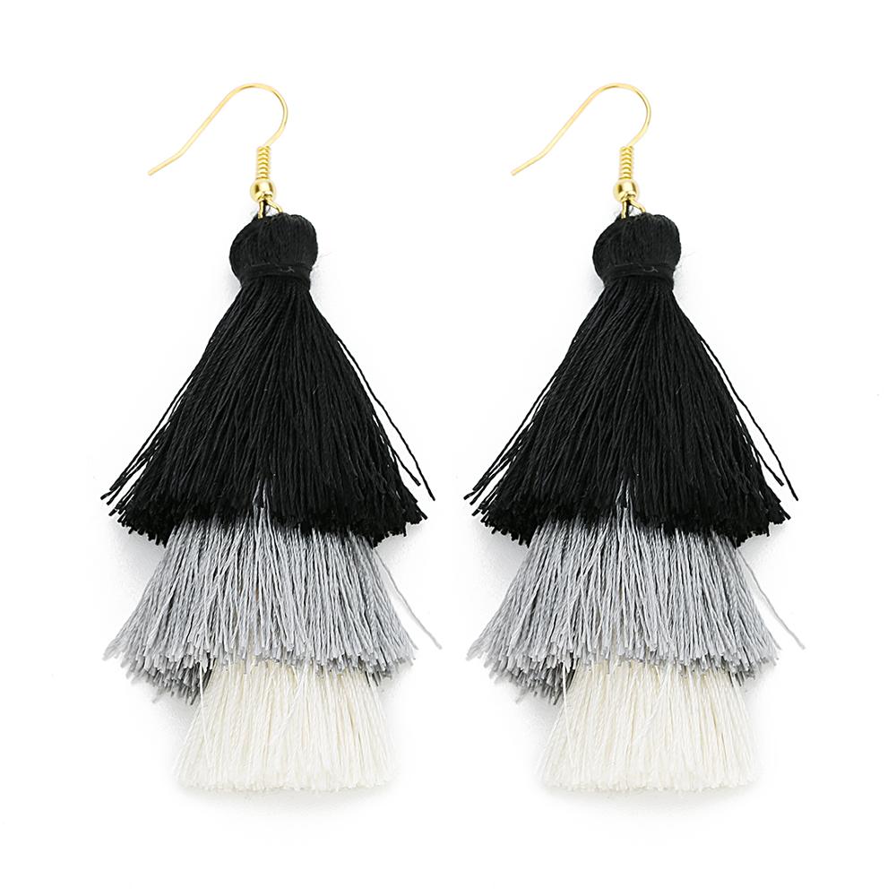 2020 3 Layered Bohemian Fringed Luxury Statement Tassel Earrings 2020 Boho Fashion Jewelry Women Long Drop Dangle Earrings