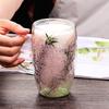 Double Wall Glass Mug with Flower Glitter Inside 450ml Large Capacity Heat & Cold Resistant Transparent Mug Creative Coffee Cup