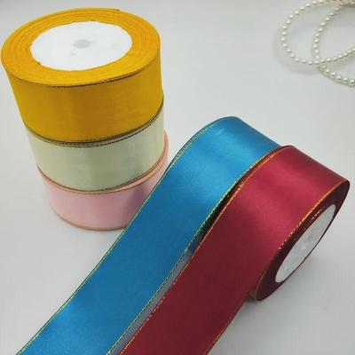 4 cm großes Band mit doppeltem Goldrand für Schleifen zur Hochzeit, zum Backen und für Geschenkboxen – handgefertigtes Rosenpaketband
