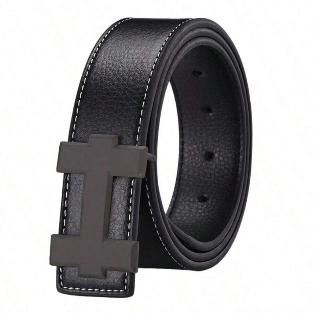 Neuer Herren-Gürtel aus Lychee-Körnerleder mit H-Schnalle - Stilvoll und vielseitig für Freizeitkleidung
