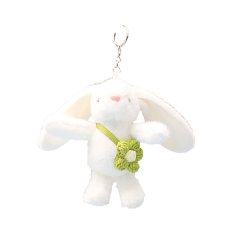 Flower Back Rabbit Keychain Cute Girl Backpack Decorative Pendant Plush Doll