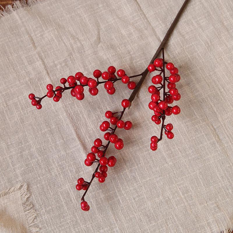 Red Fruit Golden Berry Chinese New Year Spring Festival Home Decoration Simulation Flower Golden Eucalyptus Leaf Small Fan Leaf
