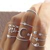 10-Piece Star and Moon, Heart, and Leaf Knuckle Ring Set - Creative Retro Women's Rings