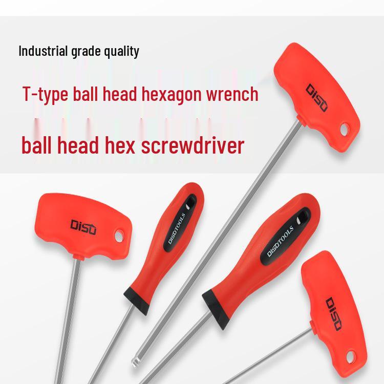 T-Handle Hex Screwdriver Set with Straight Shank & Ball Head, Sizes 2, 3, 4, 5.5, 8, 10