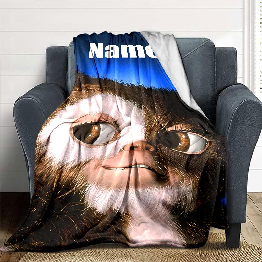 Customizable Gremlin1 Throw Blanket – Personalized Name, All-Season Cozy Snug Blanket, Machine Washable, Personalized Blanket