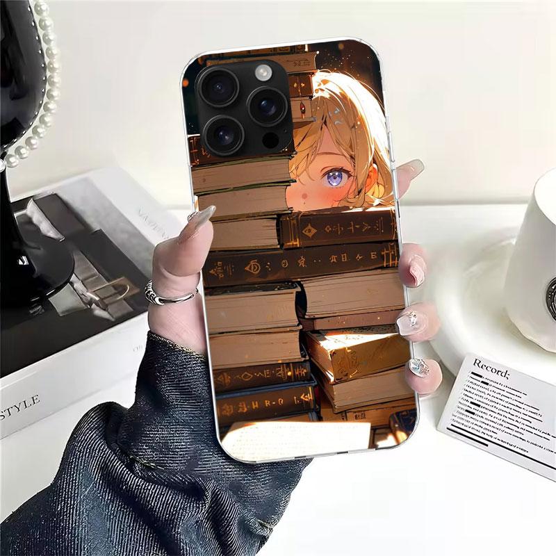 Lies Bücher Illustration Lesen Weiche Handyhülle Für IPhone 11 17 Air 16E 16 Pro Max 15 + 14 Plus 13 Mini 12 Apple 7 SE 8 Fundas
