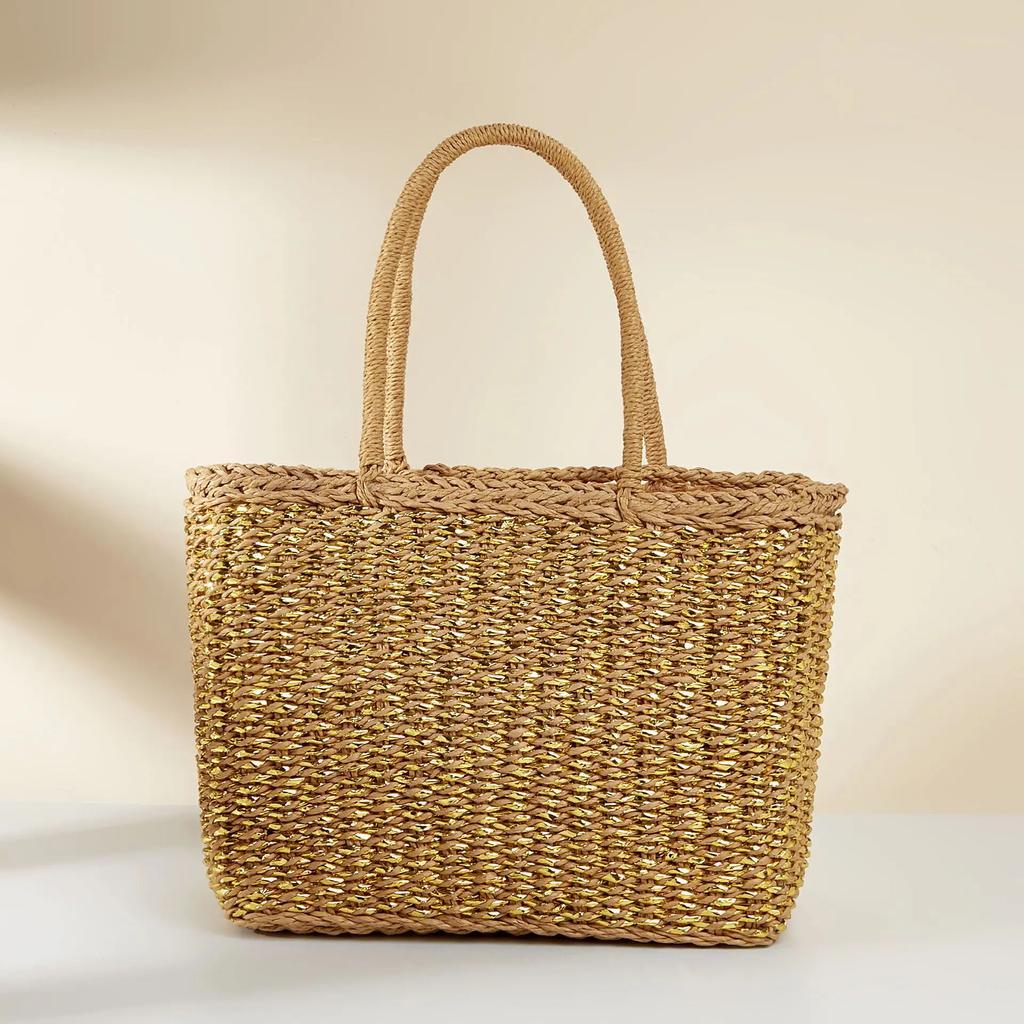 Summer New Paper Rope Hand-woven Straw Bag for Women  Seaside Holiday Beach Bag Bali Shopper Purse Handbag