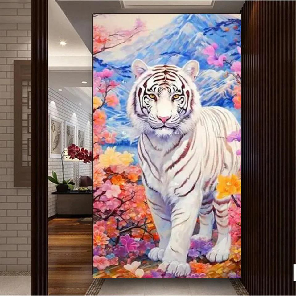 Velký Formát Džungle Tygr Leopard Drak Květina Diamantová Malba Křížková Výšivka DIY Plná Mozaika Výšivka Divoká Zvířata Dekor A877