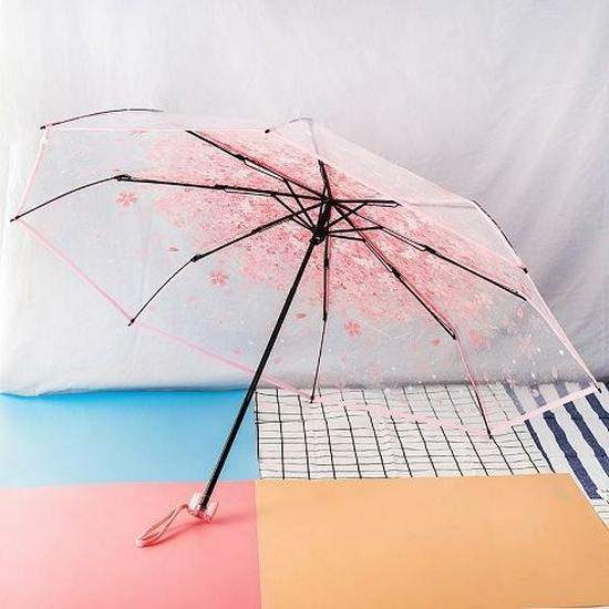 Kuromi Anime Soft Girl Transparent Folding Umbrella - Thickened and Portable