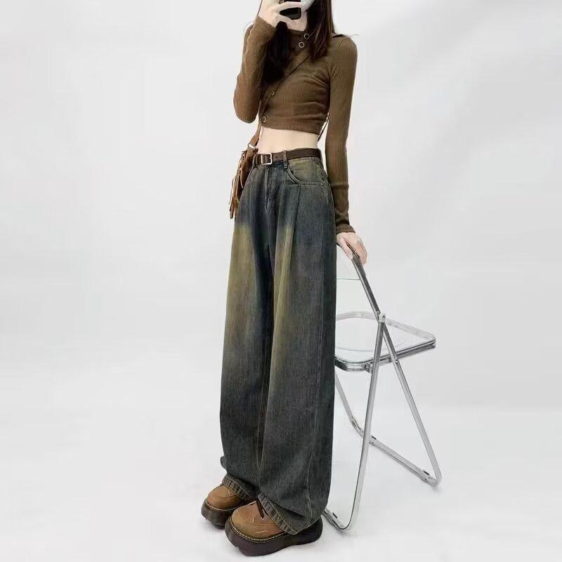 

Женские джинсы больших размеров Cement Gray – утягивающие, удлиняющие ноги, свободные, широкие штанины для фигур типа «груша» Extra Small