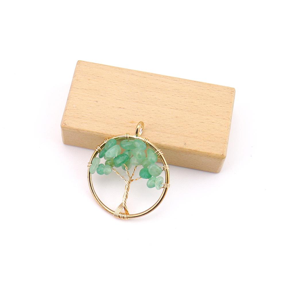 Seven-Color Natural Crystal Tree of Life Necklace Pendant with Crushed Stone, N737