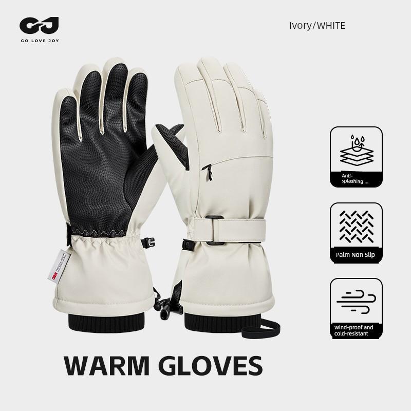 Ski Gloves Women Fleece-lined Thick Windproof Waterproof Outdoor Mountaineering Professional Men Winter Touch Screen Cycling Warm Gloves