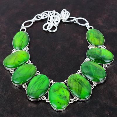 Gröneld Labradorit Halsband Handgjort Halsband 925 Sterling Silver Halsband Justerbar Kedja Halsband Ädelstenssmycken Gåva Till Mamma