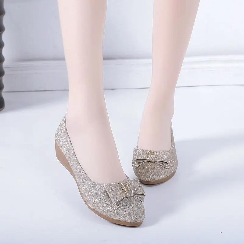 Fashion With Bow Round Toe Ladies Pumps Medium Heels Women's Shoes Beau Today Chic Point Young Quick Delivery On Sale Shoe Wholesale Y2k