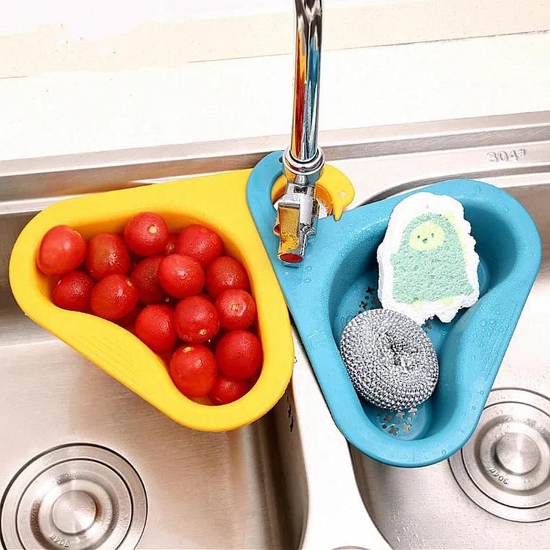 1PC Kitchen Sink Drain Basket Organizer Faucet Holder Strainer Food Garbage Colanders Draining Shelf Organization Accessories