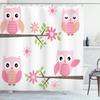 Rideau de douche Hibou Lunaire Forêt Enchantée Oiseau Fleur Papillon Fantaisie Fée Arbre Lanternes Ciel Nocturne Décoration Salle de Bain Ensembles