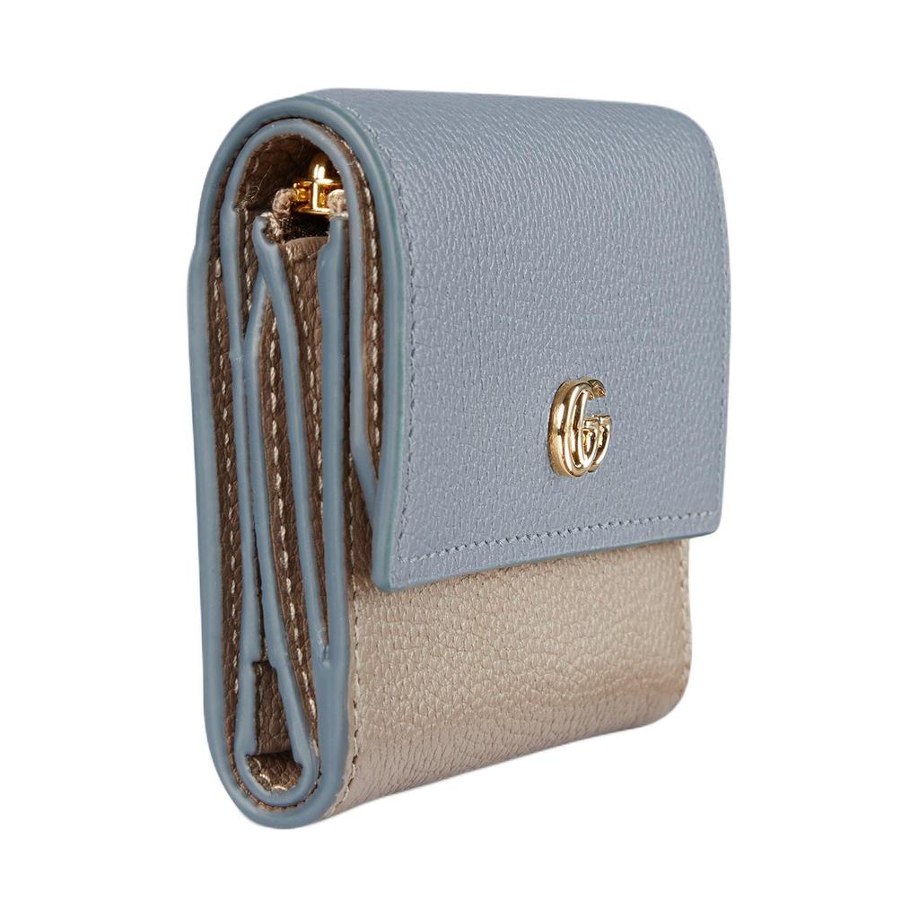 Gucci GG Marmont Mini Leather Wallet With Gold Hardware Women wallet Light-Blue Beige 837957-AAE5F-1642