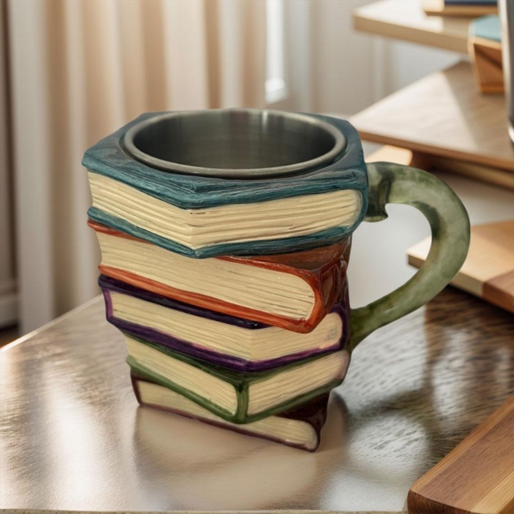 Handmade Resin Book Shaped Coffee Mug 3D Painted Colorful Novelty Drink Cup Creative Perfect Drinkware for Gift and Daily Use