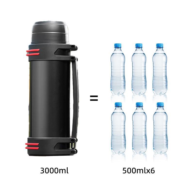 4000ML Black Stainless Steel Thermos Bottle High-capacity Outdoors Motion Mountain Climbing Water Bottle Home Thermos Cup