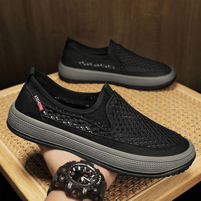 

Летние новые старые пекинские тканевые туфли легкая мягкая подошва для среднего и пожилого возраста обувь для отцов повседневная полая дышащая сетка обувь для пожилых 44