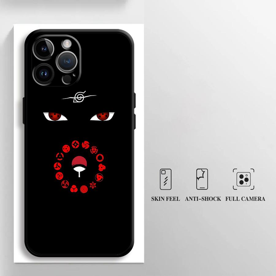 

Black Soft Phone Cover Case for iPhone 7 8 13 12 11 Pro Max XR XS Max 15 16 14 Plus Cool Uchiha Logo iPhone 12 Pro Max