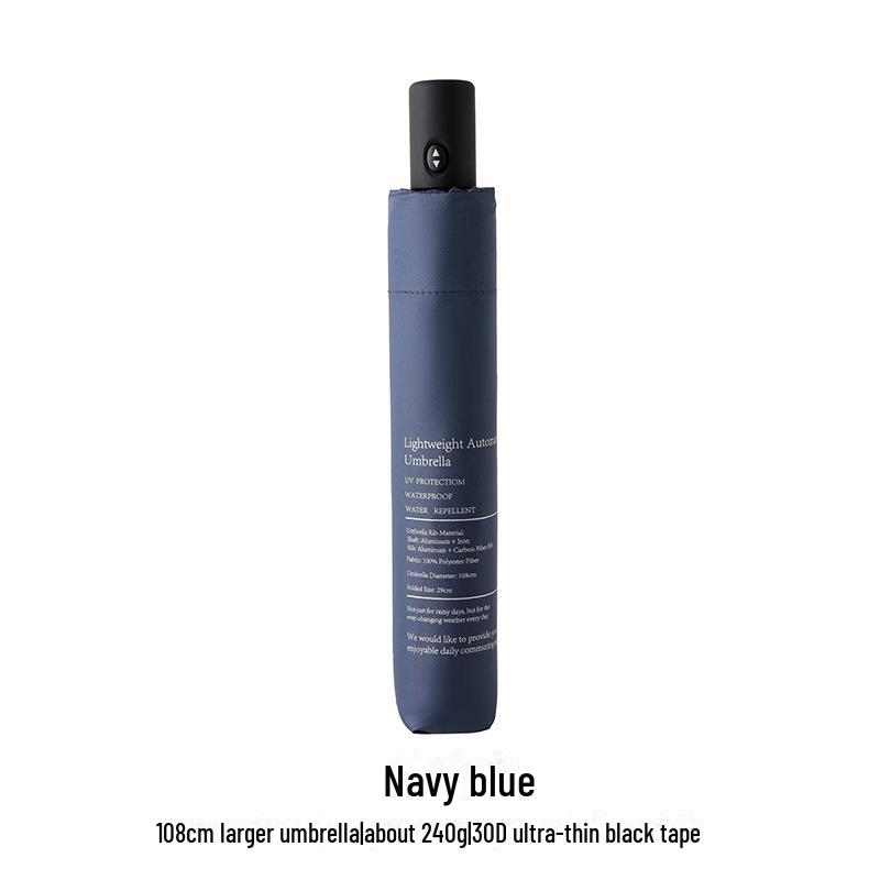 108cm Ultra-Light Automatic Umbrella - Dual-Purpose, Black Glue, Anti-UV, UPF50+, for Sun and Rain, Compact Design.