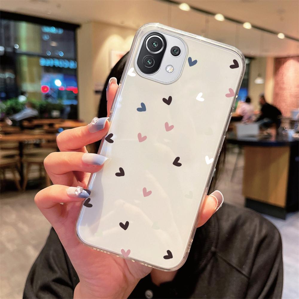 For Xiaomi Mi 14T 15T 13T 12T 10T 11T Pro 14 12 11 13 Lite 15 Note 10 Transparent Clear Cover TPU Silicone Heart Love Phone Case