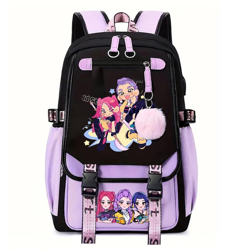Kpop With The Surrounding Trend Schoolbag College Wind Large Capacity Junior High School Student Leisure Backpack