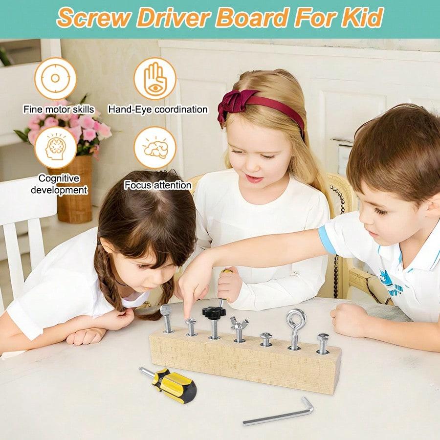 Screwdriver Board Set, WoodenToy Tool For 3 4 5 Year Old Kids, Educational Screw Board Sensory Learning Toys STEM Fine Motor Skills Toys