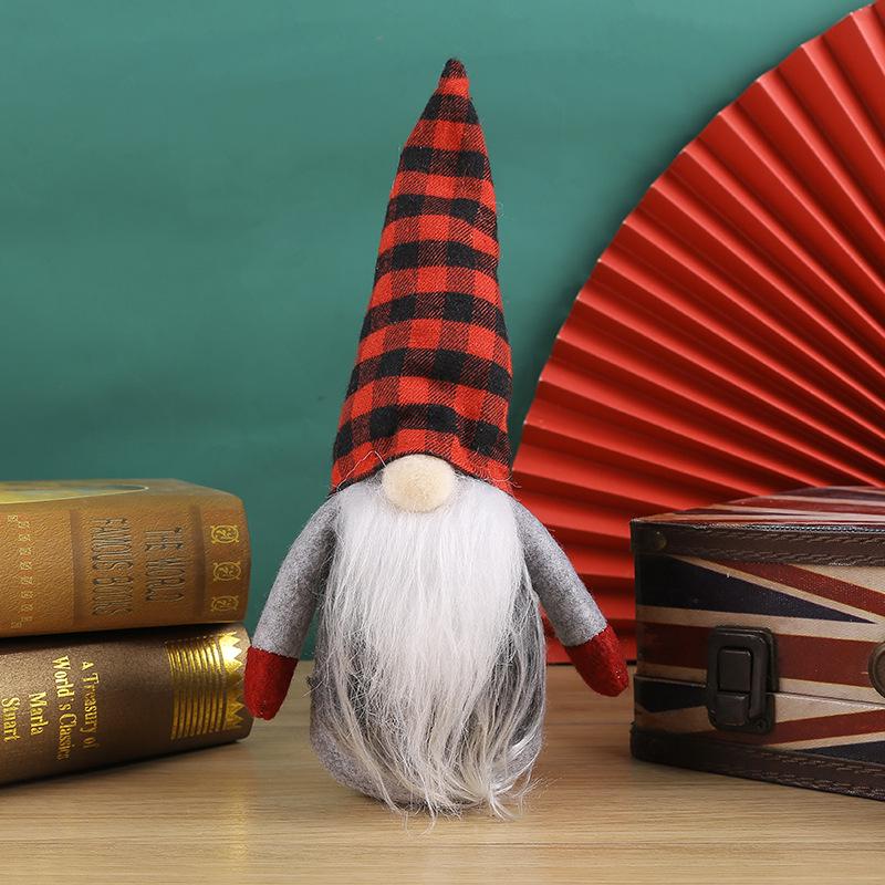 Nordic Plaid Faceless Rudolph Doll Ornament