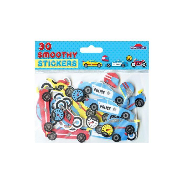 30 Stickers - EVA Foam - Police Car - Glitter