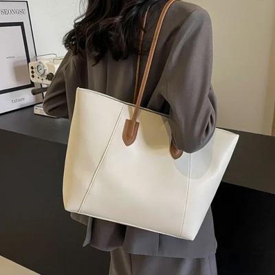 Hot Selling Light Luxury Sewing Thread Pu Zipper Women's Handbag New Fashionable Women's Commuting Shoulder Bag Tote Bag