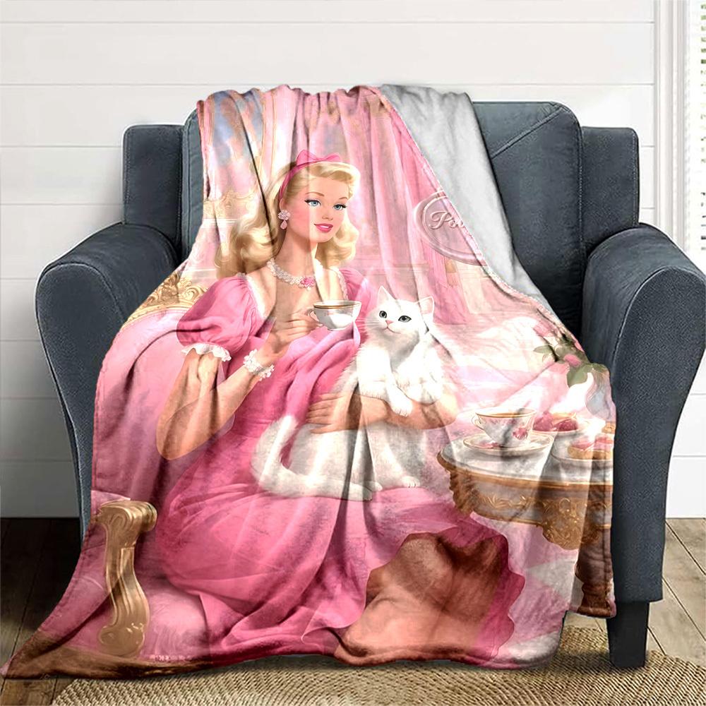 1pc Polly I Flannel Blanket Soft Warm Throw for Home, Office, Travel, All Season Cozy Bedding Gift, Office