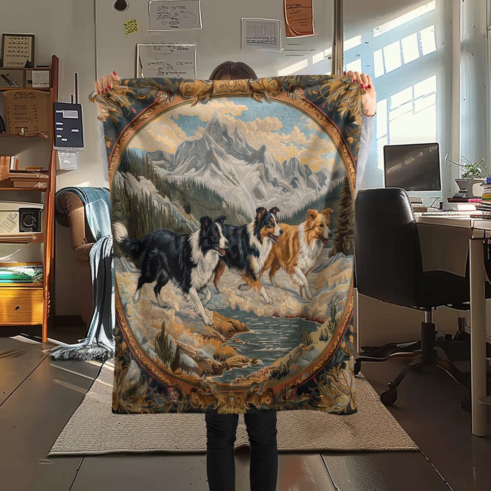 Vintage Animal Frame Print Flannel Blanket,High Quality Comfortable for All Seasons,Home Decor,Warmth and Comfort,Perfect for Christmas Gifts