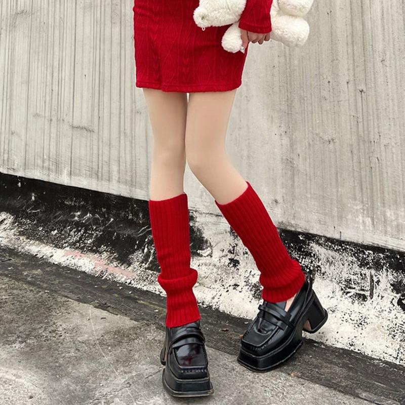 JK 80s Party Dance Legwarmers Autumn Winter Knitted-Leg Warmers Lolita-Socks Warm Long Boot Socks Gift for Women Girls