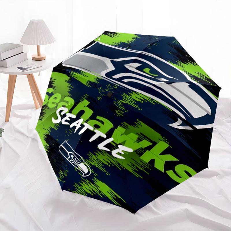 Seattle Seahawks pattern, automatic folding umbrella, portable and foldable design, 8 ribs, a Christmas or birthday gift.
