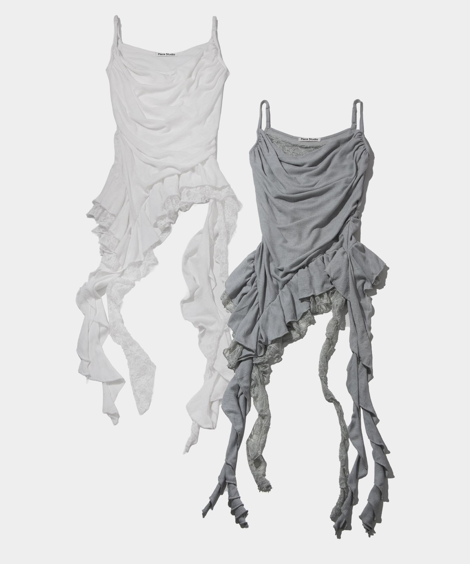 PLACE STUDIO Lace Frill Layered Slim