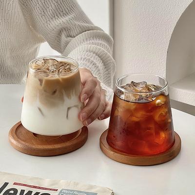 Przezroczysty Kubek do Kawy, Szklanka w Japońskim Stylu, Warstwowa Szklanka do Koktajli i Deserów, Kubek na Śniadanie z Mlekiem, Kubek na Zimne Napoje 300ml