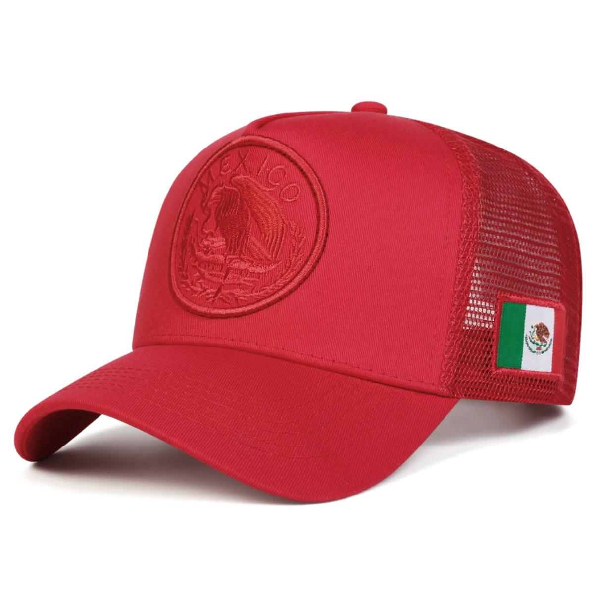 Freedom Outdoors Unisex Mexicaanse Vlag Borduurwerk Baseball Netpetten Verstelbare Casual Hoeden Lente en Zomer Buiten Zonnebrandhoed rood