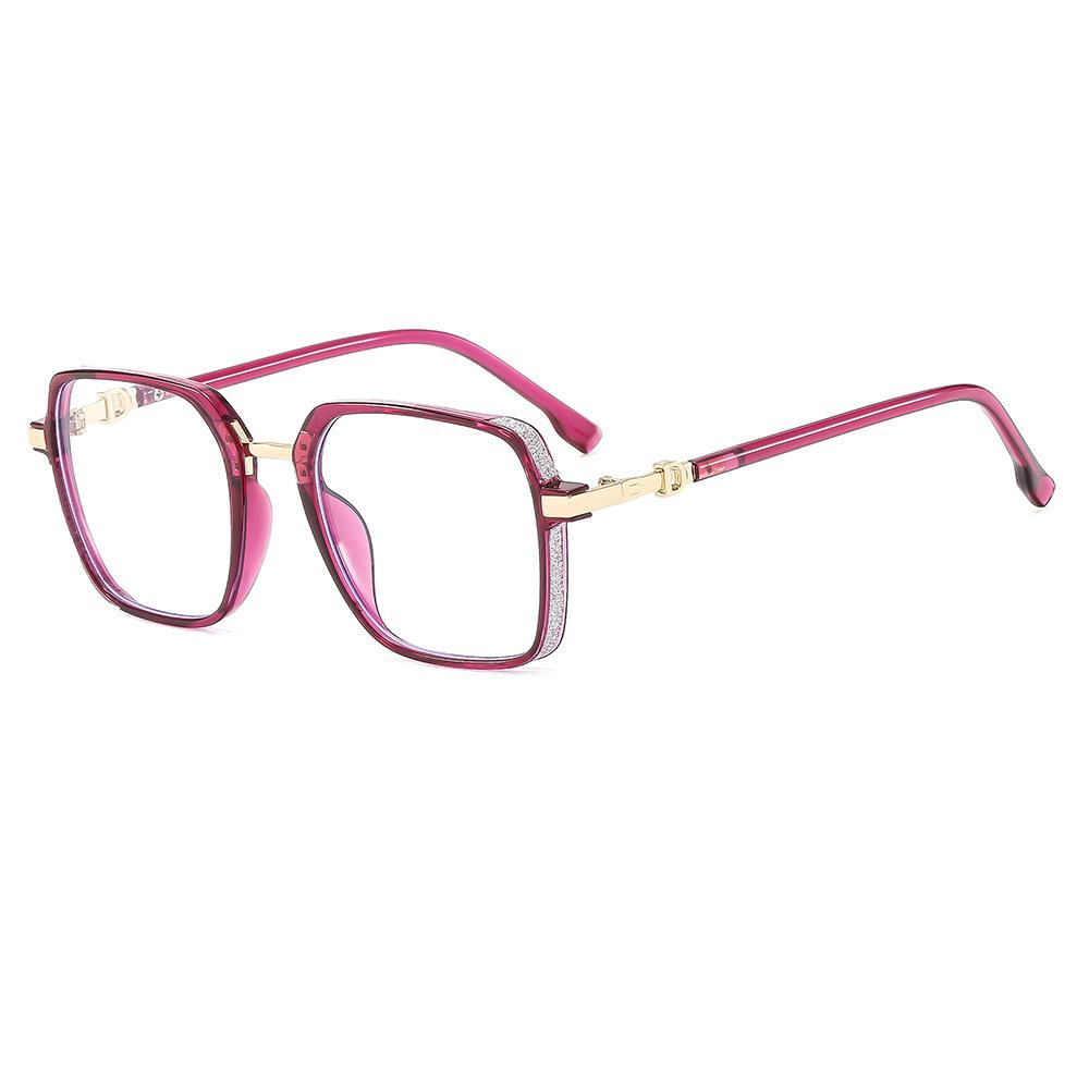 Large Frame Anti-blue Light Reading Glasses Ultra-light Fashion Trendy Glasses Frame Slimming Reading Glasses JH628 +200 фиолетовый