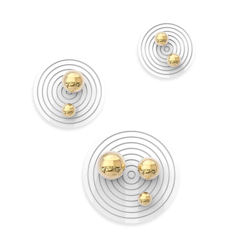 Nordic Electroplating Imitation Metal Mirror Nail-free Wall Decoration Ball Wood Art Chassis Living Room Dining Room Ornaments