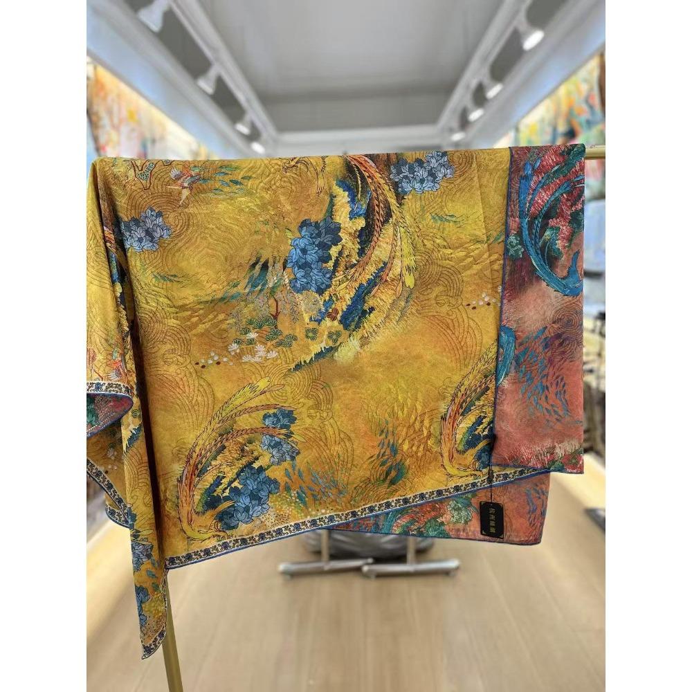 140 * 140 Summer Women'S Silk Scarf Scarf Shawl Retro National Style Square Scarf New Chinese Silk Scarf