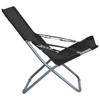Folding Beach Chairs 2 pcs Black Fabric