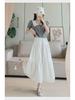 Witte Hoge Taille Slim Midi Rok - Koreaanse Stijl, Zoet & Elegant