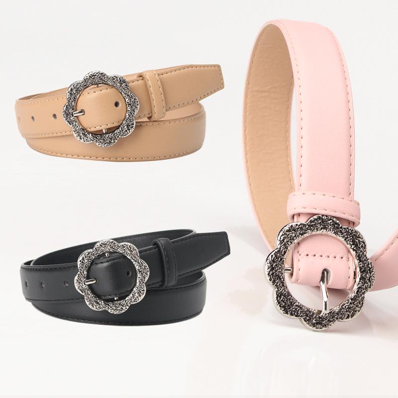 Women's Retro Floral Leather Belt - Stylish & Versatile Jeans Accessory