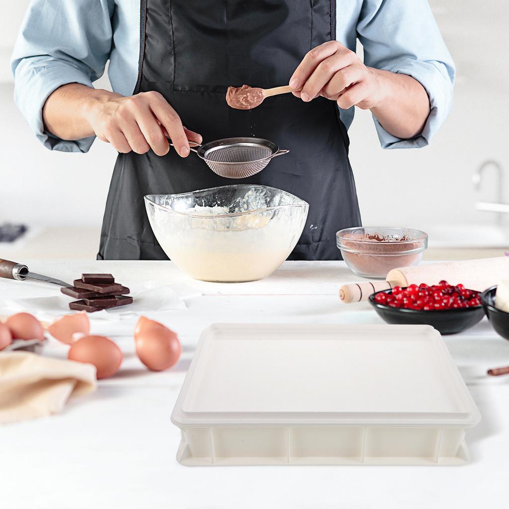 Stackable Pizza Dough Proofing Box Commercial Plastic Tray Lid Space-Saving Container for Home Bakery Dough Storage