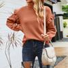 Women's Long Sleeve Pullover Knitwear Two Lapel Ruffle Sleeves Solid Color Sweater